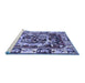 Sideview of Machine Washable Persian Blue Traditional Rug, wshtr1141blu