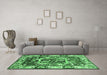 Machine Washable Persian Emerald Green Traditional Area Rugs in a Living Room,, wshtr1141emgrn