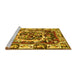 Sideview of Machine Washable Persian Yellow Traditional Rug, wshtr1141yw