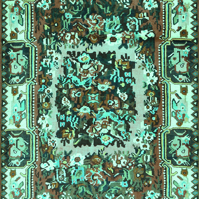 Machine Washable Persian Turquoise Traditional Area Rugs, wshtr1141turq