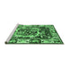 Sideview of Machine Washable Persian Emerald Green Traditional Area Rugs, wshtr1141emgrn