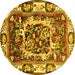 Round Persian Yellow Traditional Rug, tr1141yw