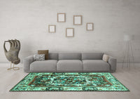 Machine Washable Persian Turquoise Traditional Rug, wshtr1141turq