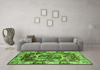 Machine Washable Persian Green Traditional Rug, wshtr1141grn