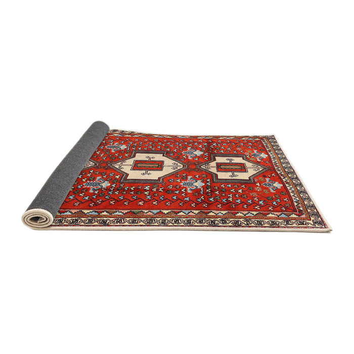 Sideview of Traditional Orange Salmon Pink Persian Rug, tr1142