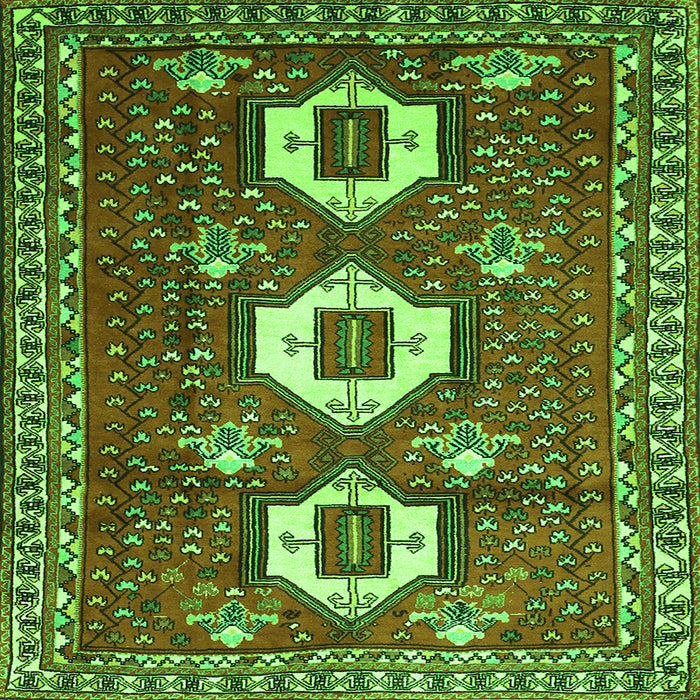 Round Machine Washable Persian Green Traditional Area Rugs, wshtr1142grn