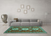 Machine Washable Persian Turquoise Traditional Area Rugs in a Living Room,, wshtr1142turq