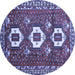 Round Persian Blue Traditional Rug, tr1142blu