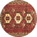 Round Machine Washable Persian Brown Traditional Rug, wshtr1142brn