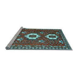 Sideview of Machine Washable Persian Light Blue Traditional Rug, wshtr1142lblu