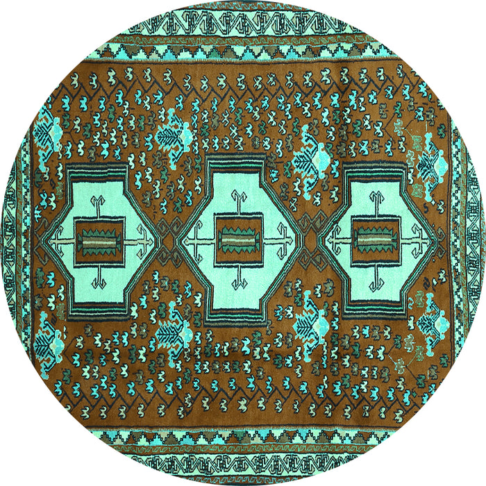 Round Persian Turquoise Traditional Rug, tr1142turq