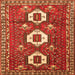 Round Machine Washable Persian Orange Traditional Area Rugs, wshtr1142org