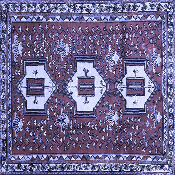 Square Machine Washable Persian Blue Traditional Rug, wshtr1142blu