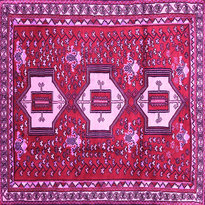 Square Machine Washable Persian Pink Traditional Rug, wshtr1142pnk