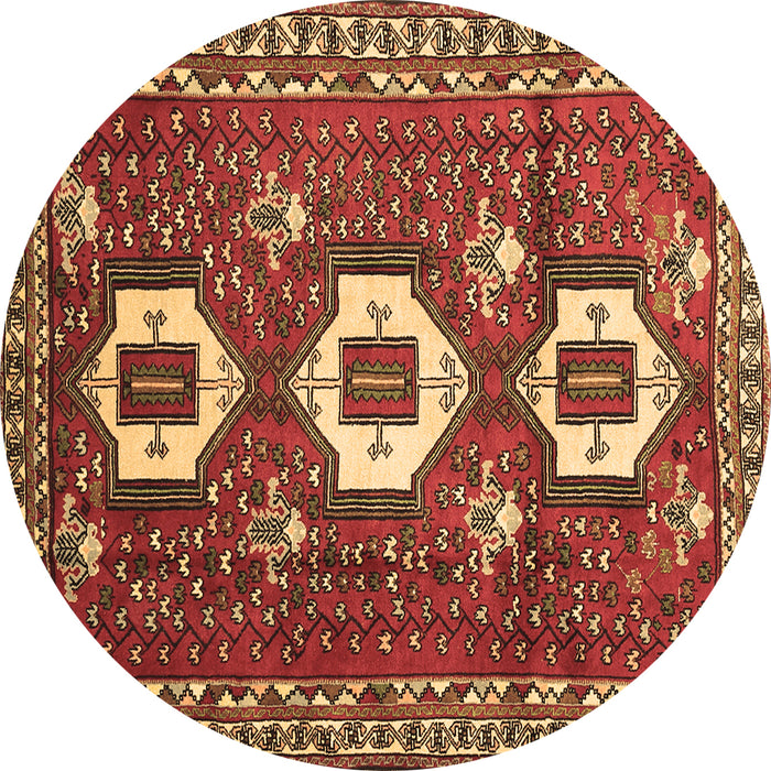Round Persian Brown Traditional Rug, tr1142brn