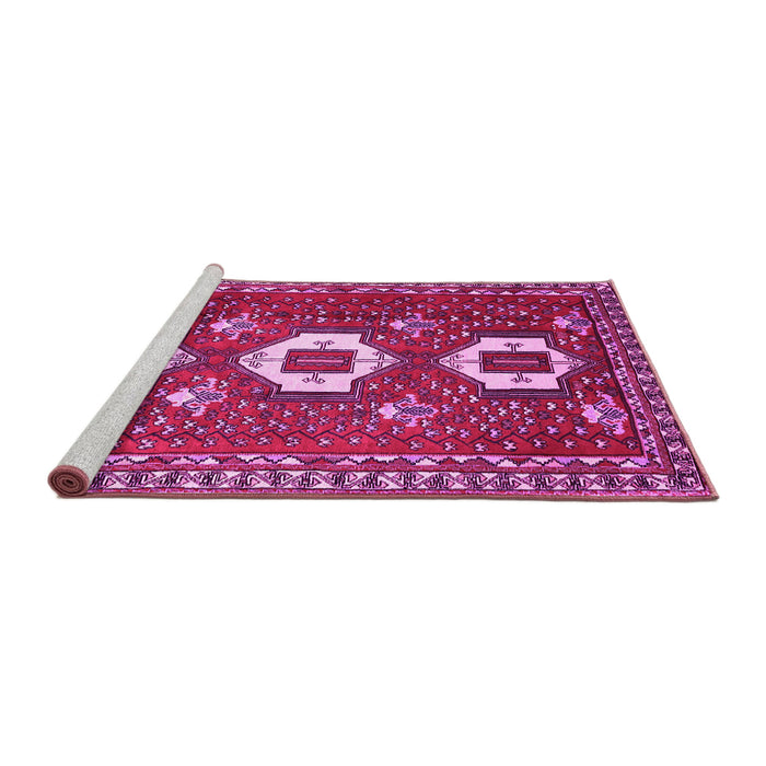 Sideview of Machine Washable Persian Pink Traditional Rug, wshtr1142pnk