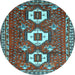 Round Persian Light Blue Traditional Rug, tr1142lblu