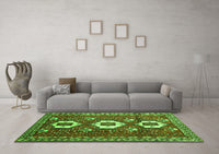 Machine Washable Persian Green Traditional Rug, wshtr1142grn