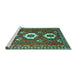 Sideview of Machine Washable Persian Turquoise Traditional Area Rugs, wshtr1142turq