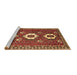 Sideview of Machine Washable Persian Brown Traditional Rug, wshtr1142brn