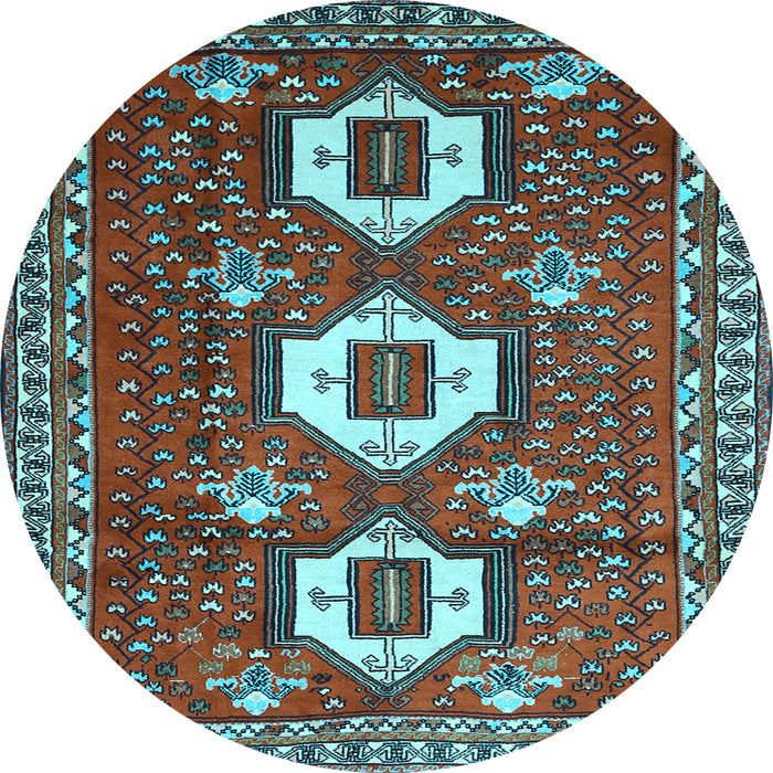 Round Machine Washable Persian Light Blue Traditional Rug, wshtr1142lblu
