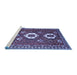 Sideview of Machine Washable Persian Blue Traditional Rug, wshtr1142blu