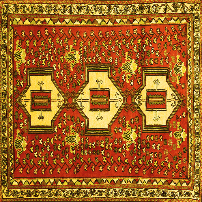 Square Persian Yellow Traditional Rug, tr1142yw