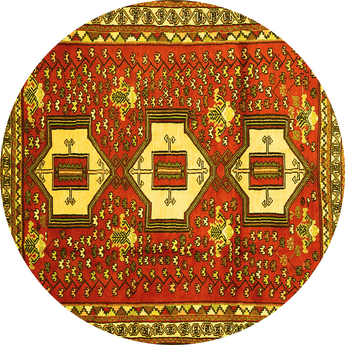 Round Persian Yellow Traditional Rug, tr1142yw