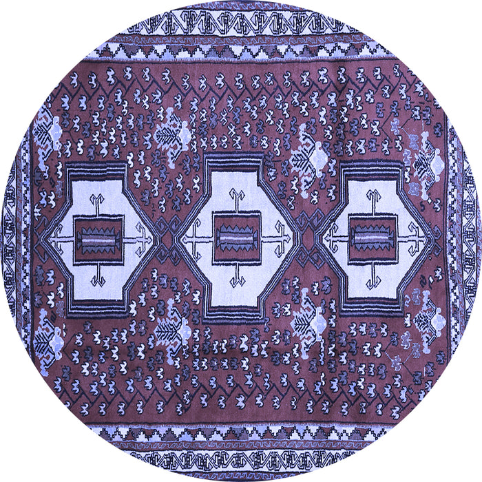 Round Machine Washable Persian Blue Traditional Rug, wshtr1142blu