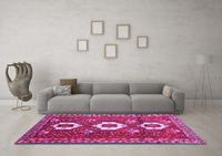 Machine Washable Persian Pink Traditional Rug, wshtr1142pnk