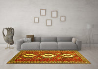 Machine Washable Persian Yellow Traditional Rug, wshtr1142yw