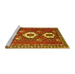 Sideview of Machine Washable Persian Yellow Traditional Rug, wshtr1142yw