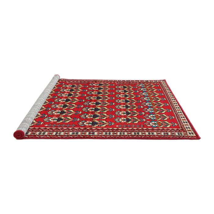 Sideview of Machine Washable Traditional Dark Almond Brown Rug, wshtr1143