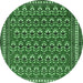 Round Machine Washable Persian Emerald Green Traditional Area Rugs, wshtr1143emgrn