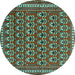 Round Persian Turquoise Traditional Rug, tr1143turq