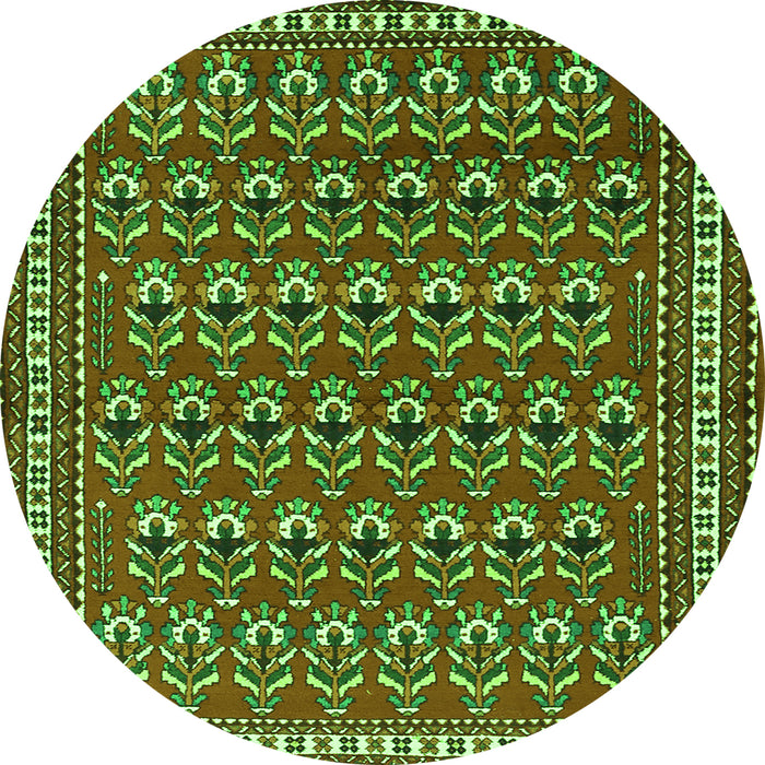 Square Persian Green Traditional Rug, tr1143grn