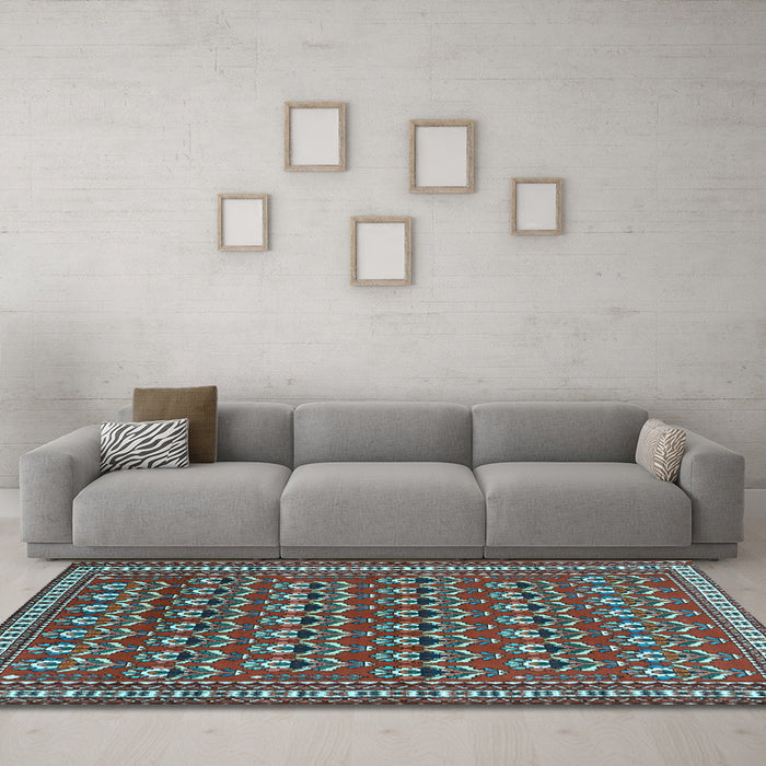Machine Washable Persian Light Blue Traditional Rug in a Living Room, wshtr1143lblu