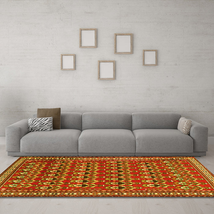 Machine Washable Persian Yellow Traditional Rug in a Living Room, wshtr1143yw