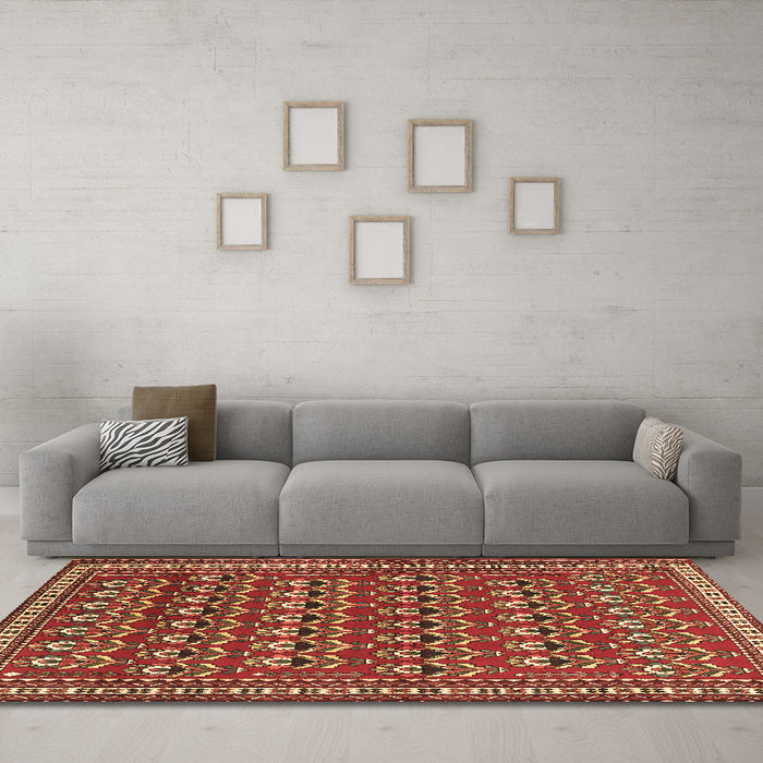 Machine Washable Persian Brown Traditional Rug in a Living Room,, wshtr1143brn