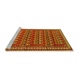Sideview of Machine Washable Persian Yellow Traditional Rug, wshtr1143yw