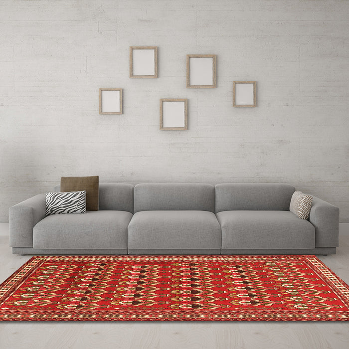 Machine Washable Persian Orange Traditional Area Rugs in a Living Room, wshtr1143org
