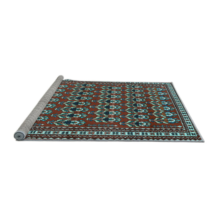Sideview of Machine Washable Persian Light Blue Traditional Rug, wshtr1143lblu