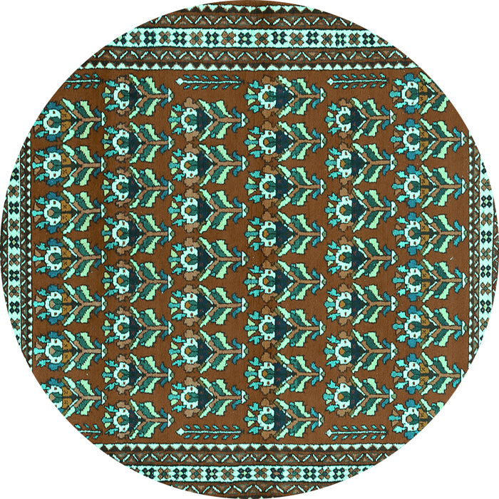 Round Machine Washable Persian Turquoise Traditional Area Rugs, wshtr1143turq