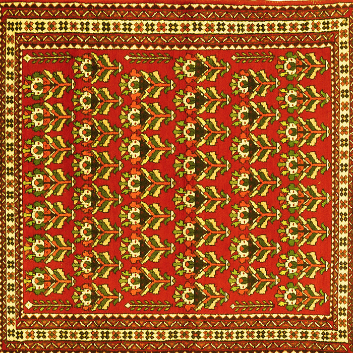 Square Machine Washable Persian Yellow Traditional Rug, wshtr1143yw