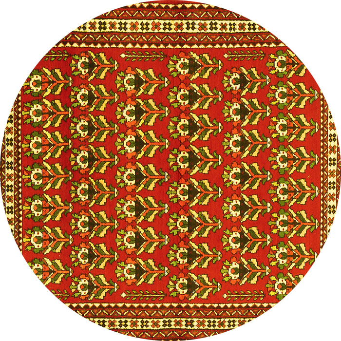 Round Machine Washable Persian Yellow Traditional Rug, wshtr1143yw