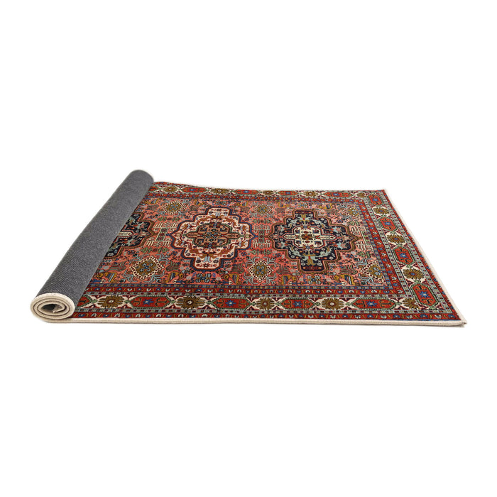 Sideview of Traditional Saffron Red Persian Rug, tr1144