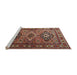 Sideview of Machine Washable Traditional Saffron Red Rug, wshtr1144