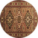 Round Machine Washable Persian Brown Traditional Rug, wshtr1144brn