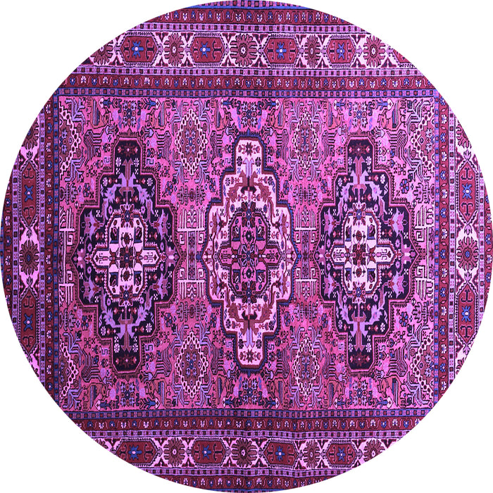 Round Machine Washable Persian Purple Traditional Area Rugs, wshtr1144pur