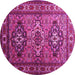 Round Machine Washable Persian Pink Traditional Rug, wshtr1144pnk